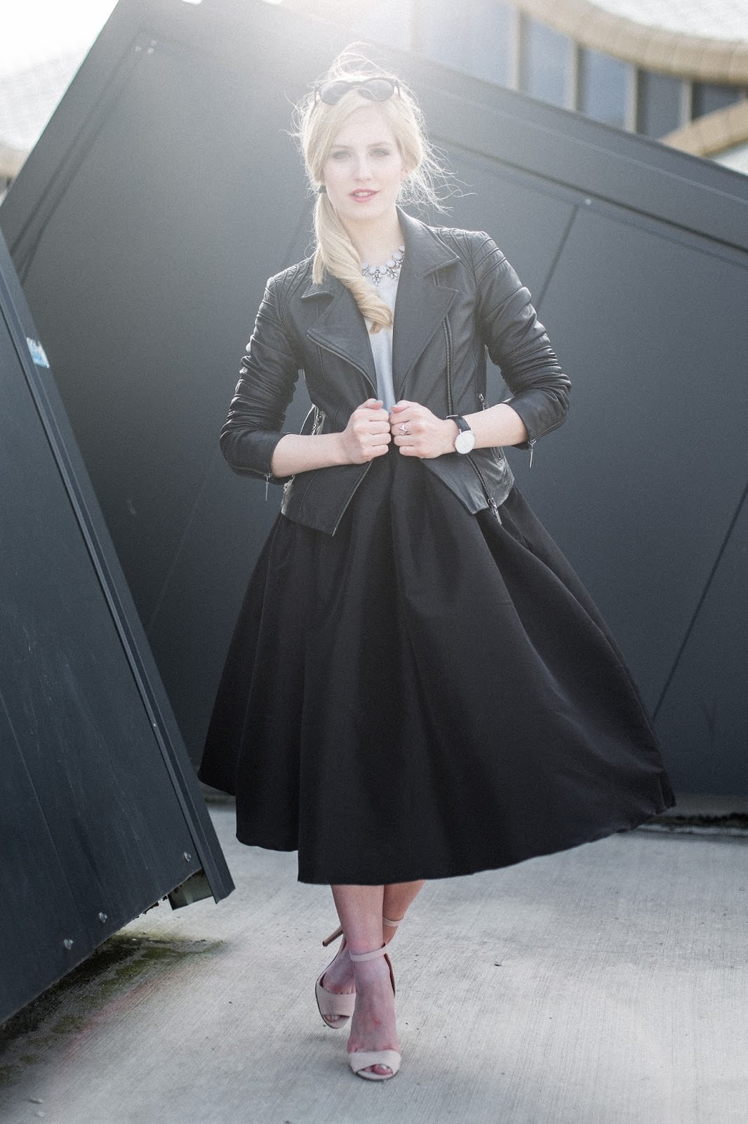 Midi Skirt & Leather Jacket | AJDAS